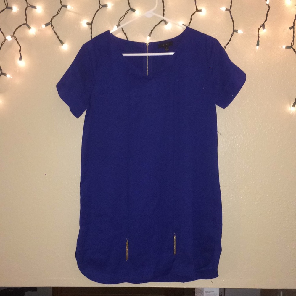 Royal blue dress with gold tassels, L